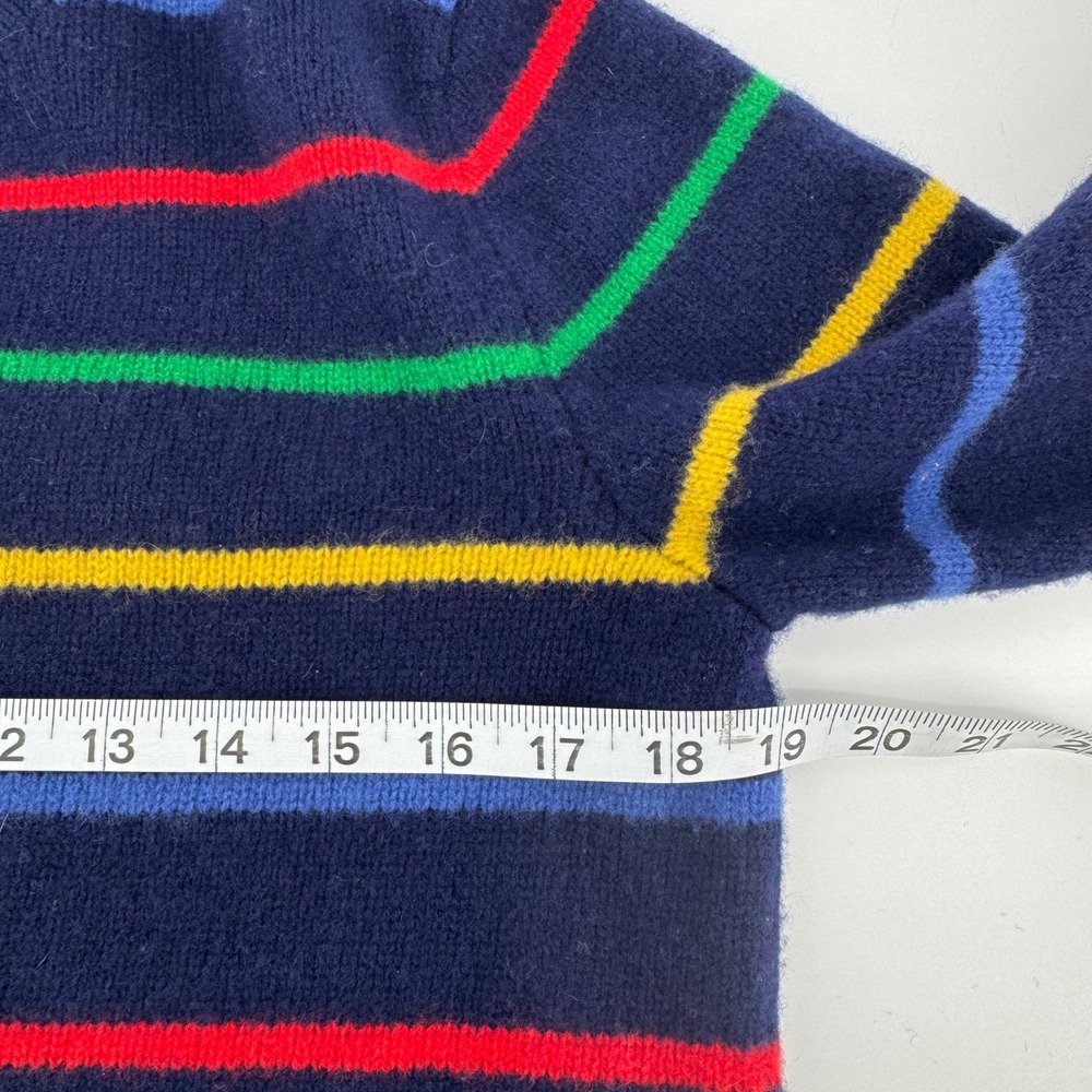 Polo Ralph Lauren Sweater Womens Large Navy Blue Striped 100% Lambswool Crewneck - Picture 5 of 9